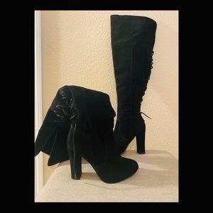 Thigh High Black Suede Boots